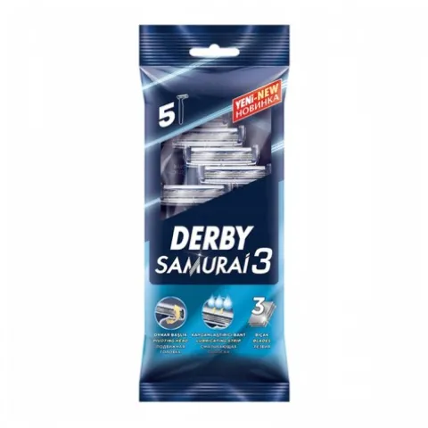 Jednorazowe maszynki do golenia Derby Samurai 3 opakowanie 5szt