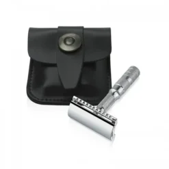 Maszynka do golenia na żyletki Merkur Solingen Travel Razor 90933000 w skórzanym etui