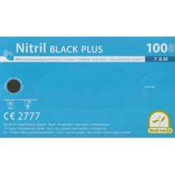 Rękawicy nitrylowe bez pudru Nitril Black plus rozmiar 7-8 M