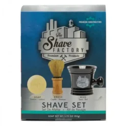 Zestaw do golenia The Shave Factory Shaving Mug Set czarna miseczka, pędzel, mydło